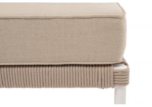  "Канны" правый модуль плетеный из роупа, каркас алюминий белый муар, роуп бежевый круглый, ткань бежевая 15052, фото 6 