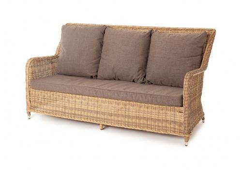 "Гляссе" диван трехместный из искусственного ротанга, цвет соломенный, фото 1 