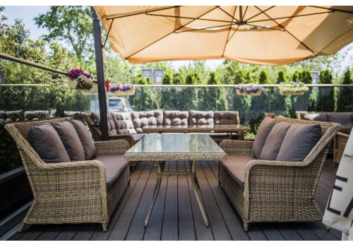  "Гляссе" диван трехместный из искусственного ротанга, цвет соломенный, фото 5 