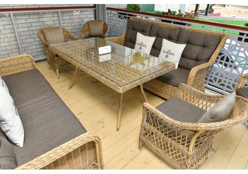  "Гляссе" диван трехместный из искусственного ротанга, цвет соломенный, фото 11 