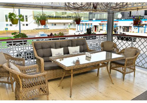  "Гляссе" диван трехместный из искусственного ротанга, цвет соломенный, фото 13 