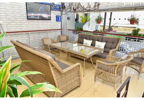  "Гляссе" диван трехместный из искусственного ротанга, цвет соломенный, фото 14 