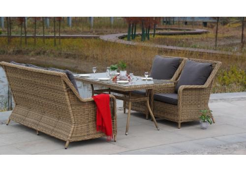  "Гляссе" диван трехместный из искусственного ротанга, цвет соломенный, фото 17 