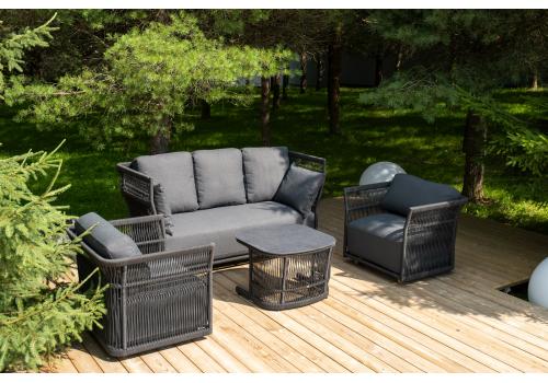  "Лугано" лаунж-зона 5-местная плетеная из роупа (веревки), каркас алюминиевый темно-серый, роуп темно-серый, фото 4 