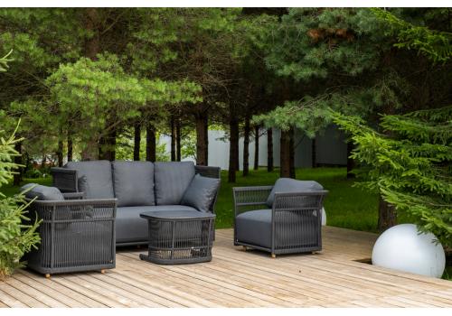  "Лугано" лаунж-зона 5-местная плетеная из роупа (веревки), каркас алюминиевый темно-серый, роуп темно-серый, фото 5 