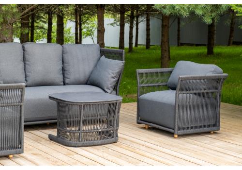  "Лугано" лаунж-зона 5-местная плетеная из роупа (веревки), каркас алюминиевый темно-серый, роуп темно-серый, фото 6 