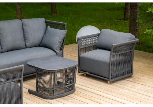  "Лугано" лаунж-зона 5-местная плетеная из роупа (веревки), каркас алюминиевый темно-серый, роуп темно-серый, фото 7 