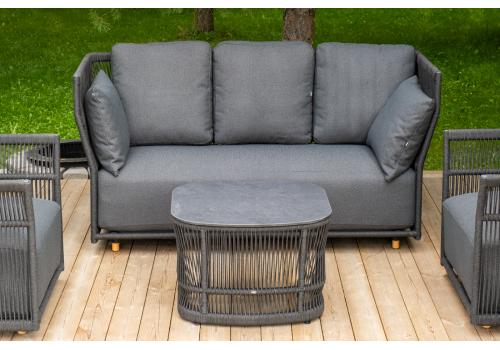  "Лугано" лаунж-зона 5-местная плетеная из роупа (веревки), каркас алюминиевый темно-серый, роуп темно-серый, фото 8 