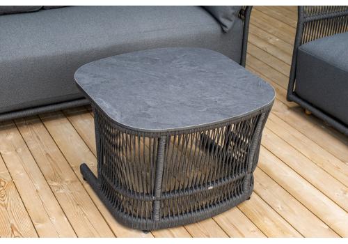  "Лугано" лаунж-зона 5-местная плетеная из роупа (веревки), каркас алюминиевый темно-серый, роуп темно-серый, фото 9 