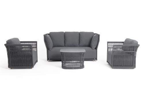  "Лугано" лаунж-зона 5-местная плетеная из роупа (веревки), каркас алюминиевый темно-серый, роуп темно-серый, фото 33 