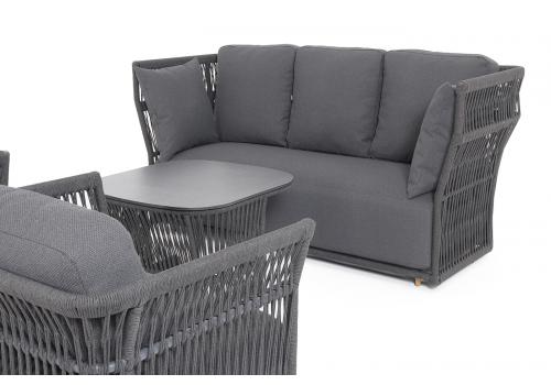  "Лугано" лаунж-зона 5-местная плетеная из роупа (веревки), каркас алюминиевый темно-серый, роуп темно-серый, фото 43 