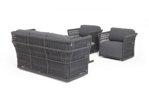  "Лугано" лаунж-зона 5-местная плетеная из роупа (веревки), каркас алюминиевый темно-серый, роуп темно-серый, фото 45 