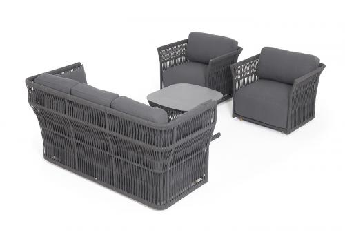  "Лугано" лаунж-зона 5-местная плетеная из роупа (веревки), каркас алюминиевый темно-серый, роуп темно-серый, фото 47 