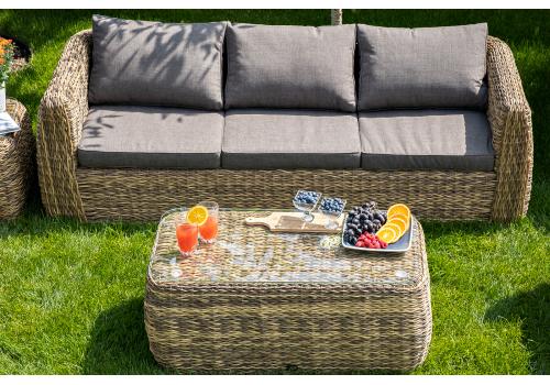  "Кальяри" диван из искусственного ротанга (гиацинт) трехместный, цвет соломенный, фото 6 