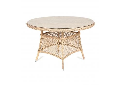  "Эспрессо" плетеный круглый стол, диаметр 118 см, цвет соломенный, фото 1 