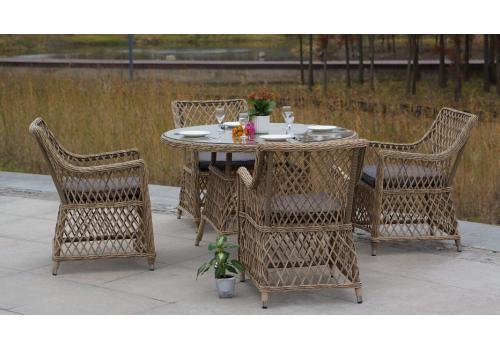  "Эспрессо" плетеный круглый стол, диаметр 118 см, цвет соломенный, фото 5 