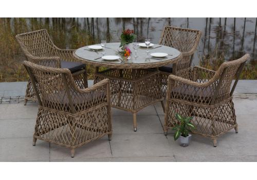  "Эспрессо" плетеный круглый стол, диаметр 118 см, цвет соломенный, фото 6 