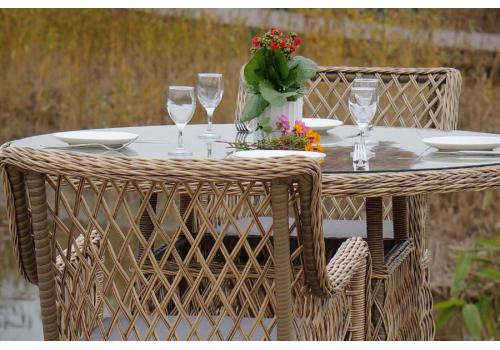  "Эспрессо" плетеный круглый стол, диаметр 118 см, цвет соломенный, фото 9 