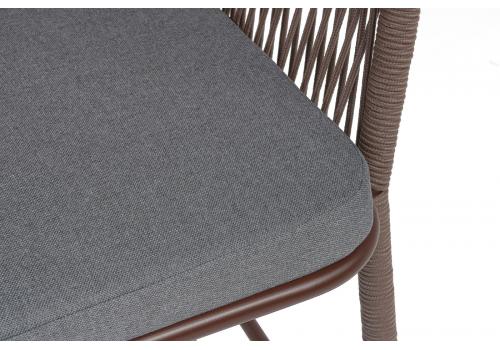  "Марсель" стул барный плетеный из роупа, каркас из стали коричневый (RAL8016) муар, роуп коричневый круглый, ткань темно-серая 027 NEW, фото 6 