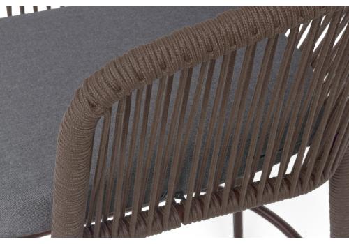  "Марсель" стул барный плетеный из роупа, каркас из стали коричневый (RAL8016) муар, роуп коричневый круглый, ткань темно-серая 027 NEW, фото 7 