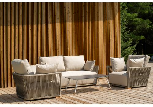  "Форли" лаунж-зона 4-местная плетеная из роупа (веревки), каркас алюминиевый светло-серый, роуп серо-коричневый, фото 6 