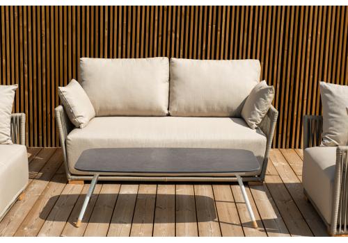  "Форли" лаунж-зона 4-местная плетеная из роупа (веревки), каркас алюминиевый светло-серый, роуп серо-коричневый, фото 8 