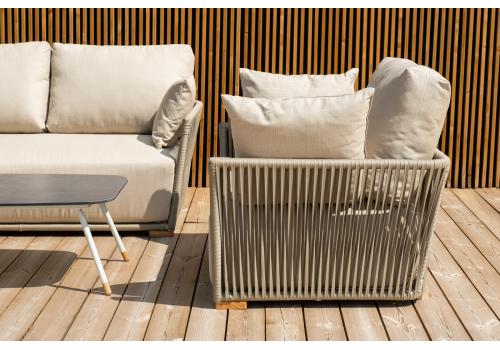  "Форли" лаунж-зона 4-местная плетеная из роупа (веревки), каркас алюминиевый светло-серый, роуп серо-коричневый, фото 10 