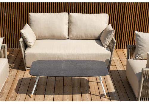  "Форли" лаунж-зона 4-местная плетеная из роупа (веревки), каркас алюминиевый светло-серый, роуп серо-коричневый, фото 14 