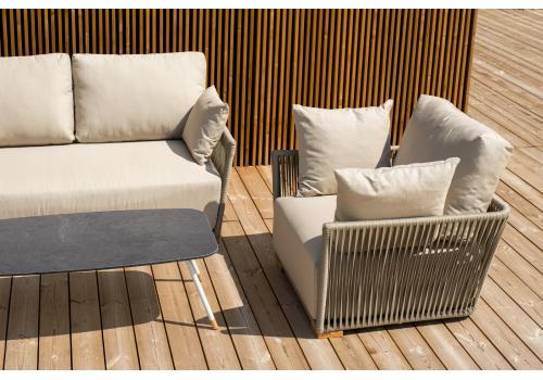  "Форли" лаунж-зона 4-местная плетеная из роупа (веревки), каркас алюминиевый светло-серый, роуп серо-коричневый, фото 15 