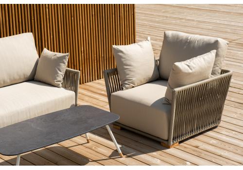  "Форли" лаунж-зона 4-местная плетеная из роупа (веревки), каркас алюминиевый светло-серый, роуп серо-коричневый, фото 16 