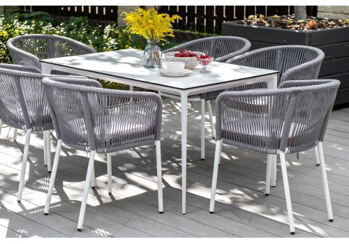  "Малага" обеденный стол из HPL 140х80см, цвет молочный, каркас белый, фото 5 