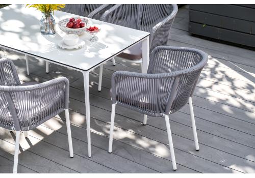  "Малага" обеденный стол из HPL 140х80см, цвет молочный, каркас белый, фото 10 