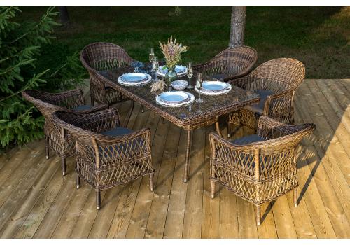 "Амароне" обеденная группа из искусственного ротанга на 6 персон, цвет коричневый, фото 1 