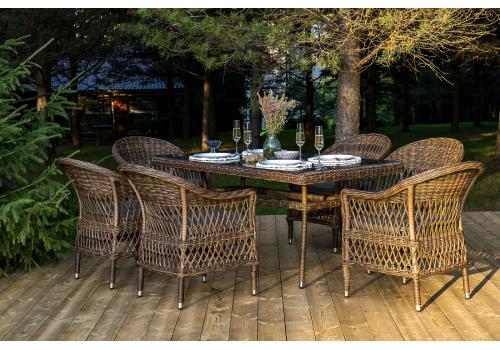  "Амароне" обеденная группа из искусственного ротанга на 6 персон, цвет коричневый, фото 2 