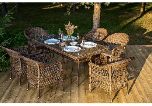  "Амароне" обеденная группа из искусственного ротанга на 6 персон, цвет коричневый, фото 4 