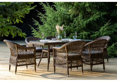  "Амароне" обеденная группа из искусственного ротанга на 6 персон, цвет коричневый, фото 5 