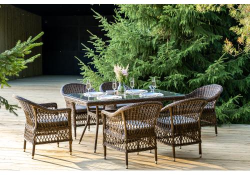  "Амароне" обеденная группа из искусственного ротанга на 6 персон, цвет коричневый, фото 6 