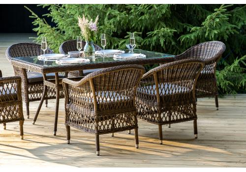  "Амароне" обеденная группа из искусственного ротанга на 6 персон, цвет коричневый, фото 7 