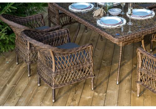  "Амароне" обеденная группа из искусственного ротанга на 6 персон, цвет коричневый, фото 11 