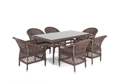  "Амароне" обеденная группа из искусственного ротанга на 6 персон, цвет коричневый, фото 18 