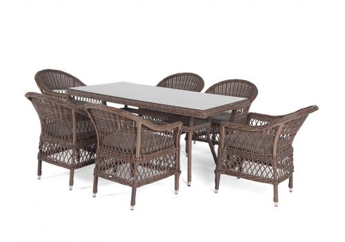  "Амароне" обеденная группа из искусственного ротанга на 6 персон, цвет коричневый, фото 20 
