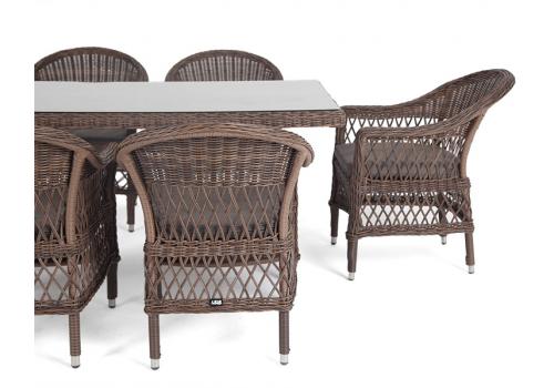  "Амароне" обеденная группа из искусственного ротанга на 6 персон, цвет коричневый, фото 22 
