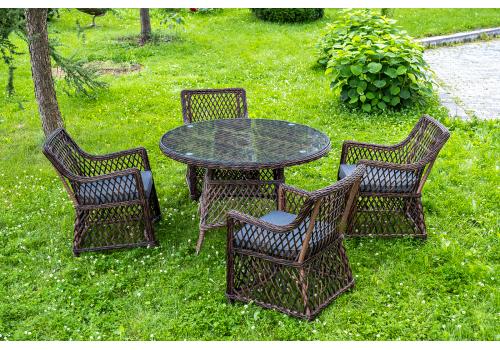  "Доппио" обеденная группа плетеная, цвет коричневый, фото 1 