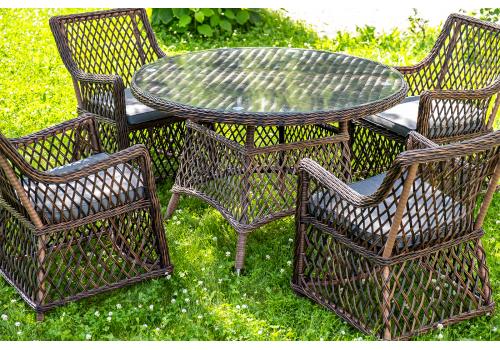  "Доппио" обеденная группа плетеная, цвет коричневый, фото 4 