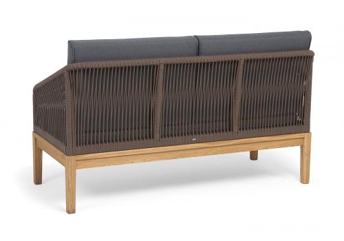  "Канны" диван 2-местный плетеный из роупа, основание дуб, роуп коричневый круглый, ткань темно-серая 027 NEW, фото 5 