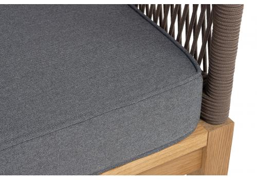  "Канны" диван 2-местный плетеный из роупа, основание дуб, роуп коричневый круглый, ткань темно-серая 027 NEW, фото 6 