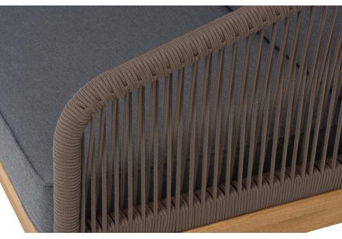  "Канны" диван 2-местный плетеный из роупа, основание дуб, роуп коричневый круглый, ткань темно-серая 027 NEW, фото 7 