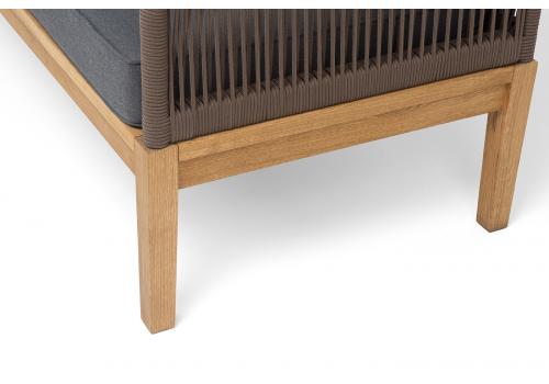  "Канны" диван 2-местный плетеный из роупа, основание дуб, роуп коричневый круглый, ткань темно-серая 027 NEW, фото 8 