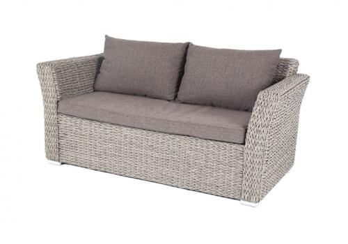 "Капучино" диван из искусственного ротанга (гиацинт) двухместный, цвет серый, фото 1 
