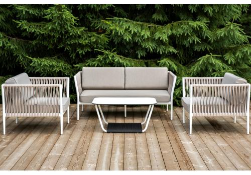  "Касабланка" лаунж-зона плетеная из роупа 4-местная, цвет серо-коричневый, фото 1 